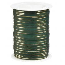 Curlingová stuha darčeková stuha zelená so zlatými prúžkami 10mm 250m