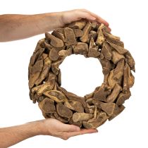 Článok Dekoratívny veniec z prírodných drevených kúskov, okrúhly, 35 cm