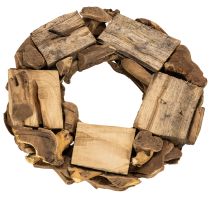 Článok Dekoratívny veniec z prírodných drevených kúskov, okrúhly, 35 cm
