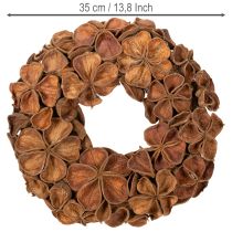 položky Veniec zo sušeného lotosu, dekoratívny veniec na dvere, 35 cm