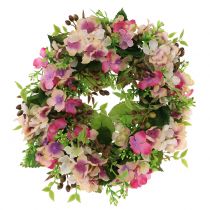 položky Kvetinový veniec s hortenziou a bobuľami ružový Ø30cm