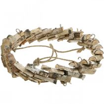 položky Drevený veniec na zavesenie s háčikom z brezového dreva Ø35cm - Prírodná dekorácia na jar, makramé, kvety a bylinky