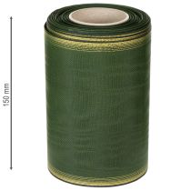 položky Moaré stuha na veniec, 150 mm, tmavozelená so zlatým perleťovým okrajom, taftová väzba, 25 m kotúč na dekoráciu a dizajn