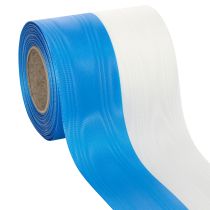 položky Moaré modrobiela stuha na veniec, 100 mm ozdobná taftová stuha