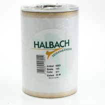 položky Elegantná moaré stuha na veniec so zlatým okrajom, svadobná dekorácia, smútočná stuha, biela 150 mm x 25 m