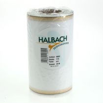 položky Biela moaré stuha na veniec so zlatým perleťovým okrajom, 175 mm - Elegantná stuha na dekoráciu a floristiku