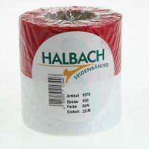 položky Moaré bielo-červené stuhy na veniec 100 mm