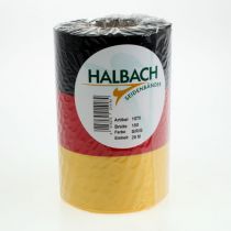 položky Moaré stuhy na veniec 150 mm čierno-červeno-zlaté s francúzskym moaré efektom, 25 m rolka na dekoráciu a pohrebné obrady