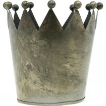 Článok Deco korunka starožitný vzhľad šedá kovová dekorácia na stôl Ø15cm V15cm