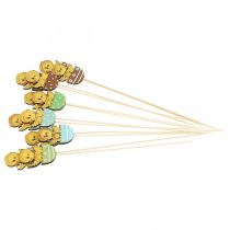 položky Veľkonočná dekorácia kuriatko vo vajíčku drevená ozdobná figúrka na palici Veľká noc 7cm 12 ks