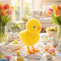 položky Veľkonočná dekorácia kuriatka, dekorácia na stôl, opakovane použiteľná dekorácia do obývačky, 16 cm, 2 kusy