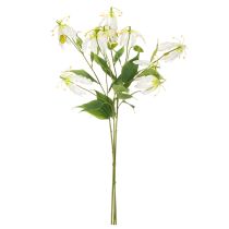 Článok Umelý kvet Gloriosa, biely a žltý, elegantná kvitnúca vetvička na dekoráciu, 80 cm, 3 kusy