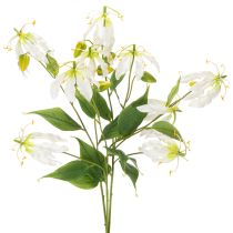 Článok Umelý kvet Gloriosa, biely a žltý, elegantná kvitnúca vetvička na dekoráciu, 80 cm, 3 kusy