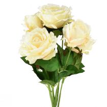 Umelé ruže Kytica z umelých ruží Krémovo žltá Pick 54cm