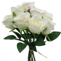 Umelé ruže v zväzku biele 30cm 8ks