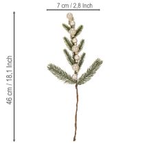 Článok Umelá jedľová vetvička s bielymi mini vianočnými guľôčkami, 46 cm, 2 kusy