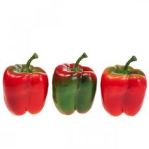 Umelá zelenina dekorácia paprika červená zelená Ø 8cm V13cm 3ks