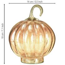 položky Dekorácia z tekvice zo skla, dekorácia na stôl zo sklenenej tekvice oranžová Ø14cm V18cm