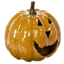 položky Keramická tekvica s tvárou, LED dekorácia, Halloween, 19 cm