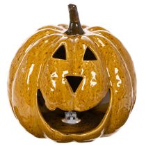 položky Keramická tekvica s tvárou, LED dekorácia, Halloween, 19 cm