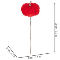 položky Dekoratívna tekvica na drôte, jesenná dekorácia, zamat, trojfarebná sada, 8 cm, 9 kusov
