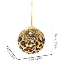položky Vianočné gule s leopardím vzorom a zlatými trblietkami 7 cm 3 ks