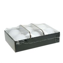 položky Sada 6 bielych guľových sviečok s priemerom 80 mm - dekoratívne voskové sviečky na oslavy a útulnú atmosféru