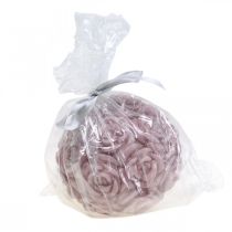 položky Okrúhla ružová guľová sviečka s ružovou ružou Ø10,5 cm romantická sviečka dekorácia svadobný stôl