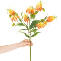 Článok Umelý kvet Gloriosa oranžovej farby s dlhými stonkami do vázy 80 cm 3 ks