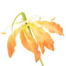 Článok Umelý kvet Gloriosa oranžovej farby s dlhými stonkami do vázy 80 cm 3 ks