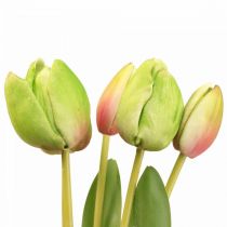 položky Umelé kvety tulipán zelený, jarný kvet 48 cm zväzok 5 ks