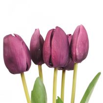 položky Umelé kvety tulipán fialový, jarný kvet 48cm zväzok 5 ks