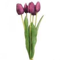 položky Umelé kvety tulipán fialový, jarný kvet 48cm zväzok 5 ks
