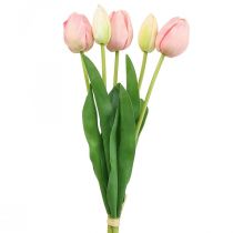 položky Umelé kvety tulipán ružový, jarný kvet 48 cm zväzok 5 ks