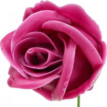 položky Umelé ruže fuchsiové voskové ruže deko ruže vosk Ø6cm 18 kusov