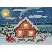 položky LED obraz Vianočný Mikuláš so snehuliakom LED fototapeta 38x28cm