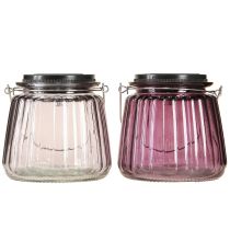 položky LED záhradné svietidlo sklenené solárne na zavesenie fialové Ø10,5cm 2ks