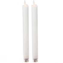 položky LED sviečky voskové tyčinky sviečky biele na batériu 24cm 2 kusy