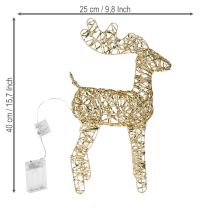 položky LED kovová vianočná dekorácia so sobmi v interiéri zlatá, výška 40 cm