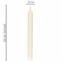 Článok LED sviečka v bielej farbe s teplým bielym svetlom, 24 cm, s časovačom, 2 kusy