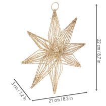 položky LED dekoratívna hviezda z drôtu na zavesenie, 20 LED diód, teplá biela, vnútorná, 22 cm