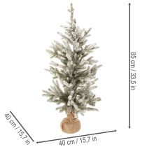 položky Umelý vianočný stromček so snehom v jutovom vrecku, 40 LED diód, na vnútorné použitie, 85 cm