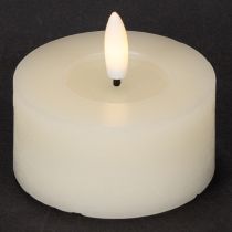 Článok LED čajová sviečka, teplá biela, blikajúci efekt a časovač, pravý vosk, na batérie, 7 cm, 2 kusy