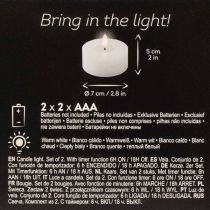Článok LED XL čajová sviečka biela pravý vosk s časovačom teplá biela 6 cm 2 ks
