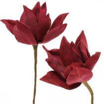 položky Umelá magnólia červená umelá kvetina penová kvetinová dekorácia Ø10cm 6ks