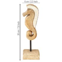 položky Dekorácia z mangového dreva morský koník s perličkami stolová dekorácia námorná 20cm