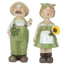 položky Dekoratívne figúrky farmárskeho páru, zábavná dekorácia do obývačky a na leto do interiéru, 17 cm, 2 kusy