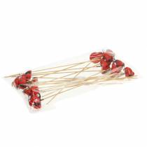 položky Ozdobná zátka lienka na paličke drevo červená, čierna 4cm x 2,5cm V23,5cm 16 ks