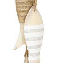 položky Námorný dekoračný vešiak so 6 drevenými rybami na zavesenie 88cm