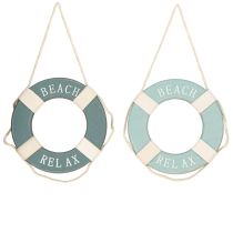 položky Záchranný kruh Drevená dekorácia na zavesenie Námorná modrá Ø13cm 2ks